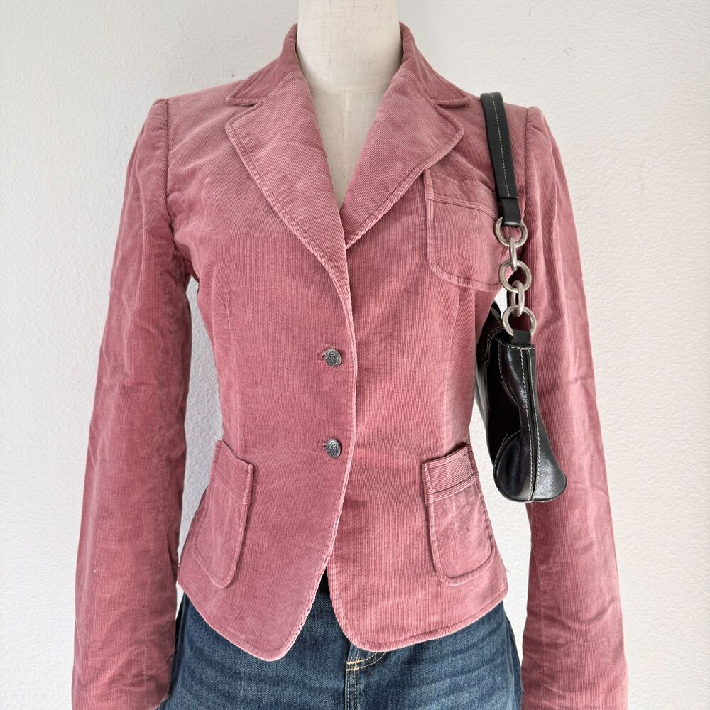 Vintage 90s Pink Velvet Button Up Blazer by Tahari Preppy Coquette Y2K Size 4